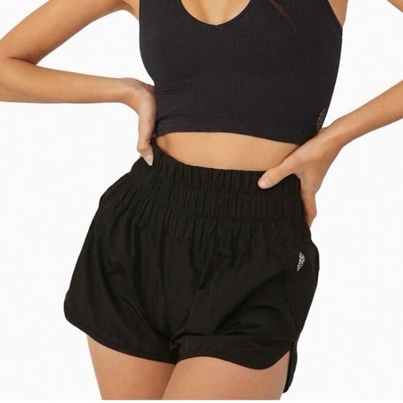 Free People Movement Shorts Womens Large Black The Way Home High Rise Running - Picture 3 of 7